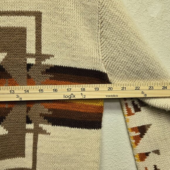 Vintage JCPenney 60s 70s L Navajo Southwestern Thhick Sweater Aztec Pattern Cre - Picture 7 of 10